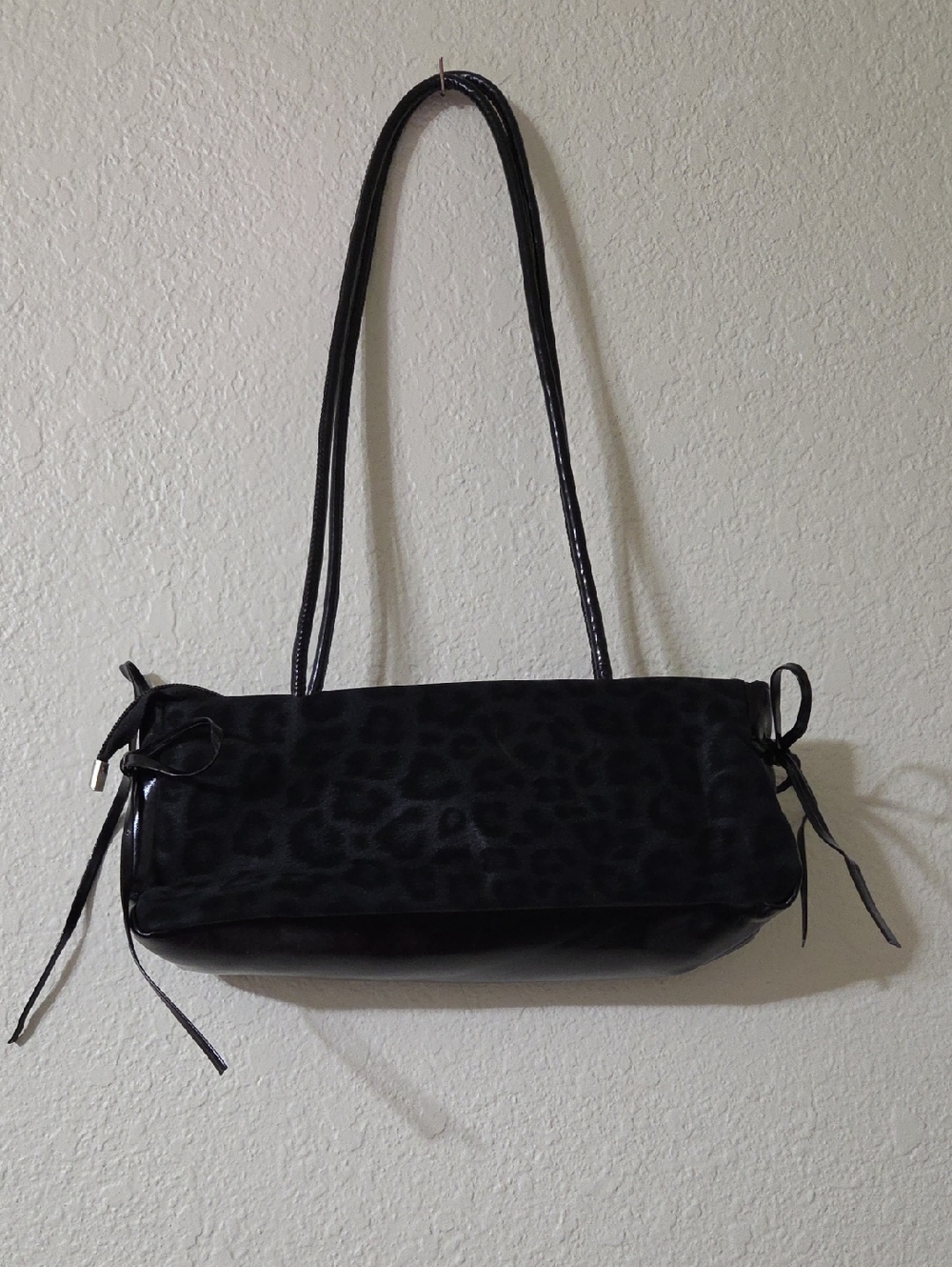Black Leopard-Print Shoulder Bag - Women's Stylish Evening Bag